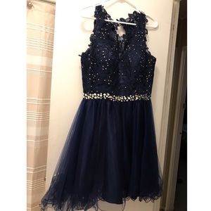 Elizabeth K Dress Navy Blue With Stones Size Large